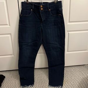 Dark wash high waisted skinny jeans from LOFT